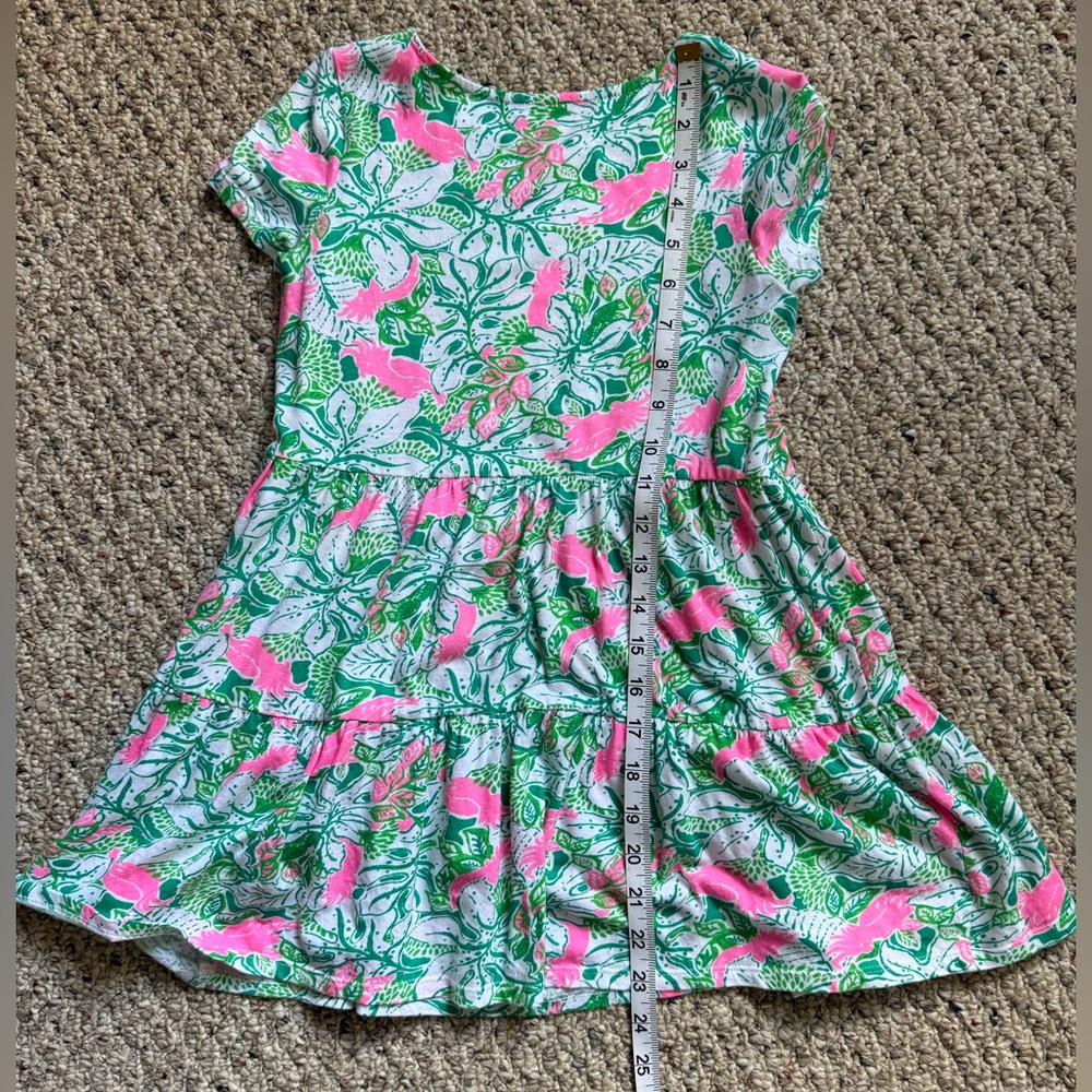 Lilly Pulitzer Girls Pink and Green Floral Dress size Med